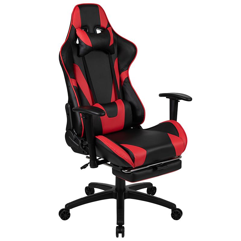 X30 Gaming Chair Racing Office Ergonomic Computer Chair with Fully Reclining Back and Slide-Out Footrest in Red LeatherSoft. Picture 1