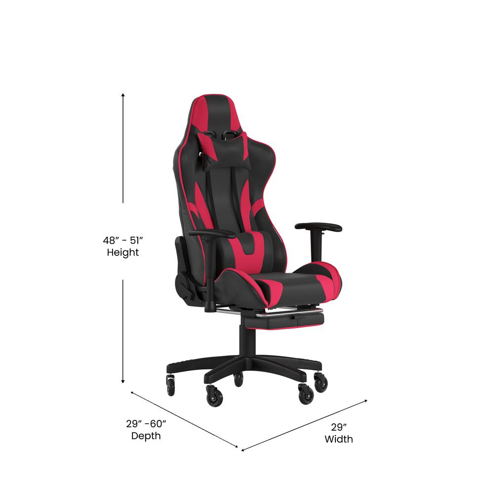 X30 Gaming Chair Racing Computer Chair with Back, Slide-Out Footrest, in Red. Picture 5