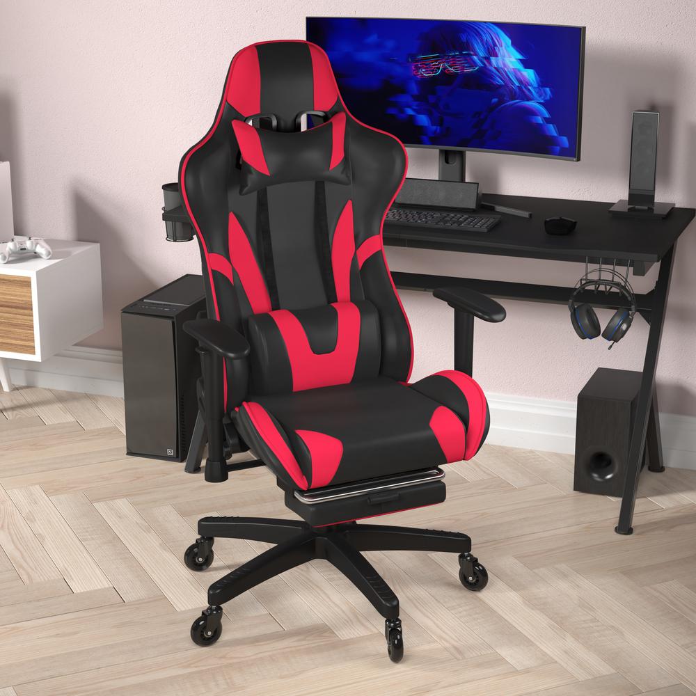 X30 Gaming Chair Racing Computer Chair with Back, Slide-Out Footrest, in Red. Picture 6