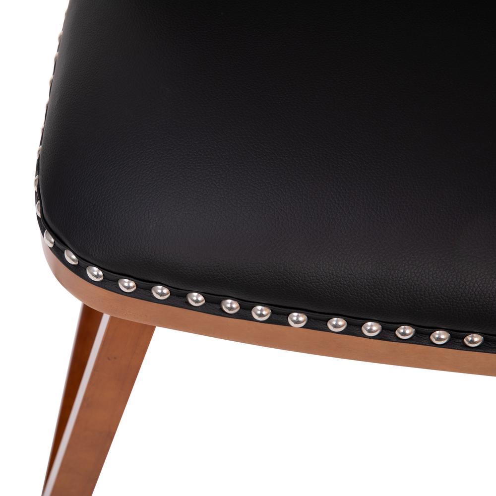 Set of 2 24 Inch Upholstered Counter Stools with Silver Nailhead Trim, Black. Picture 7