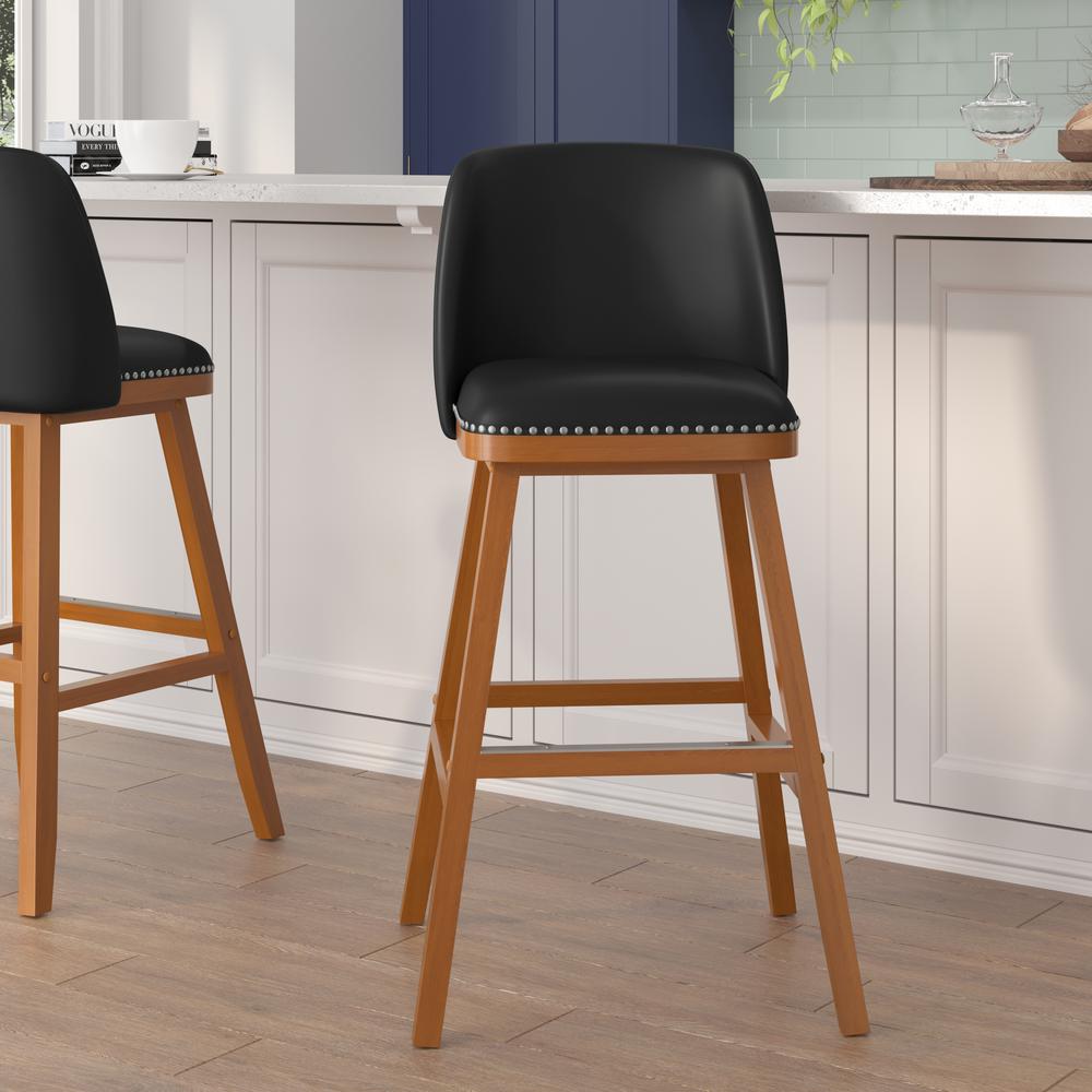 Julia Set of 2 Transitional 30 Inch LeatherSoft Upholstered Barstools. The main picture.