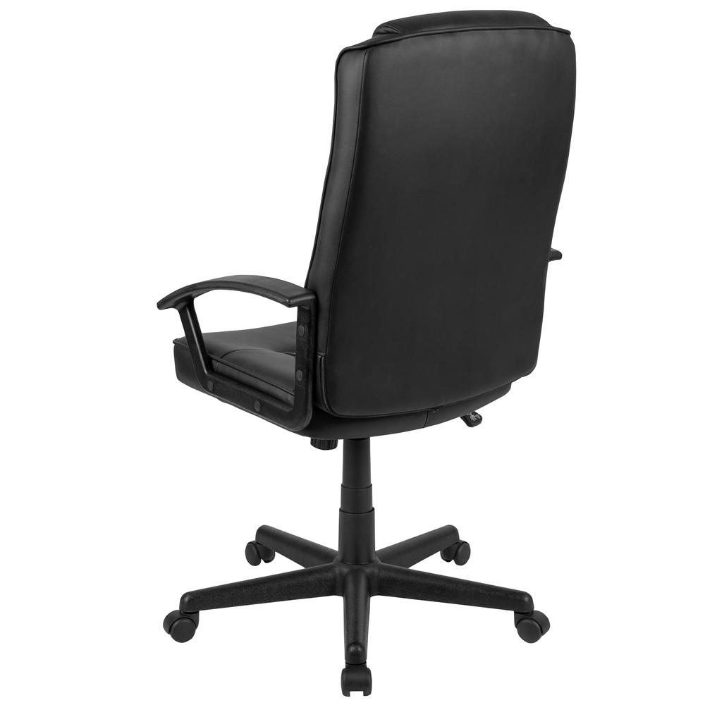 Flash Fundamentals High Back Black LeatherSoft-Padded Task Office Chair with Arms, BIFMA Certified. Picture 4