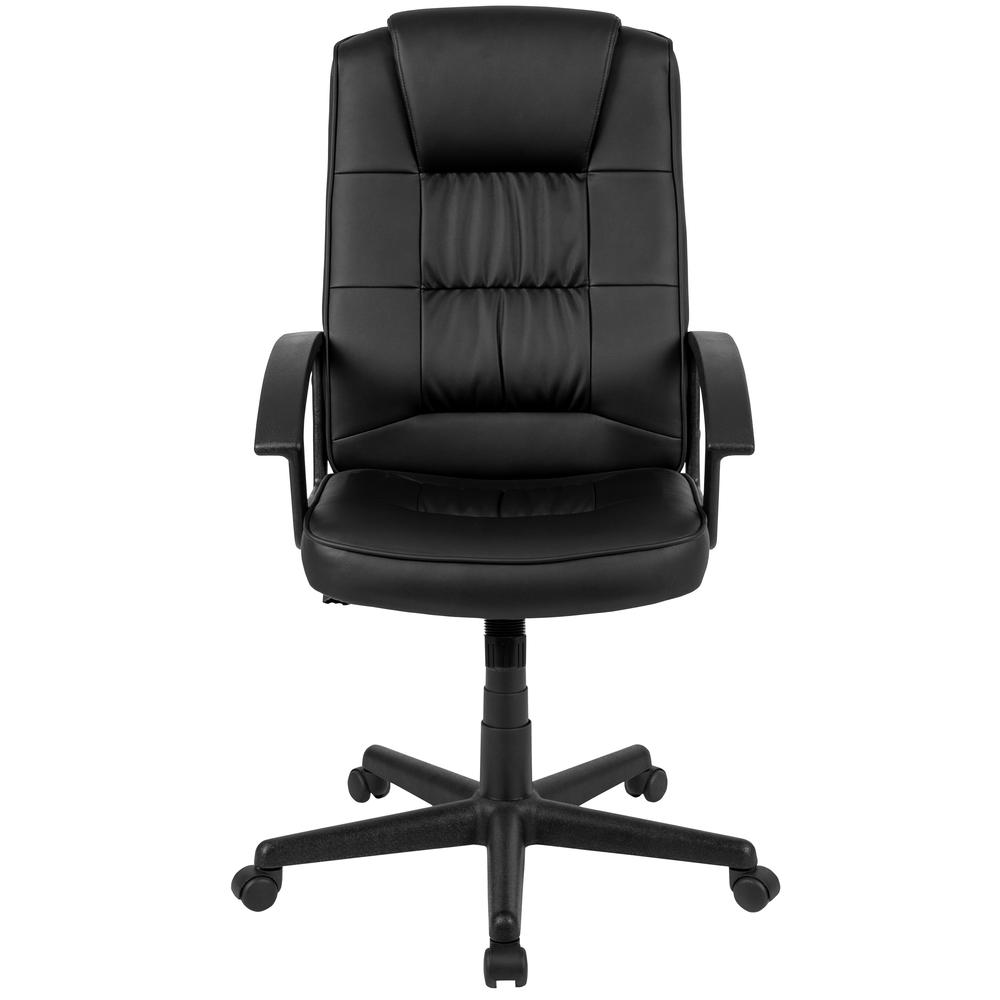 Flash Fundamentals High Back Black LeatherSoft-Padded Task Office Chair with Arms, BIFMA Certified. Picture 5