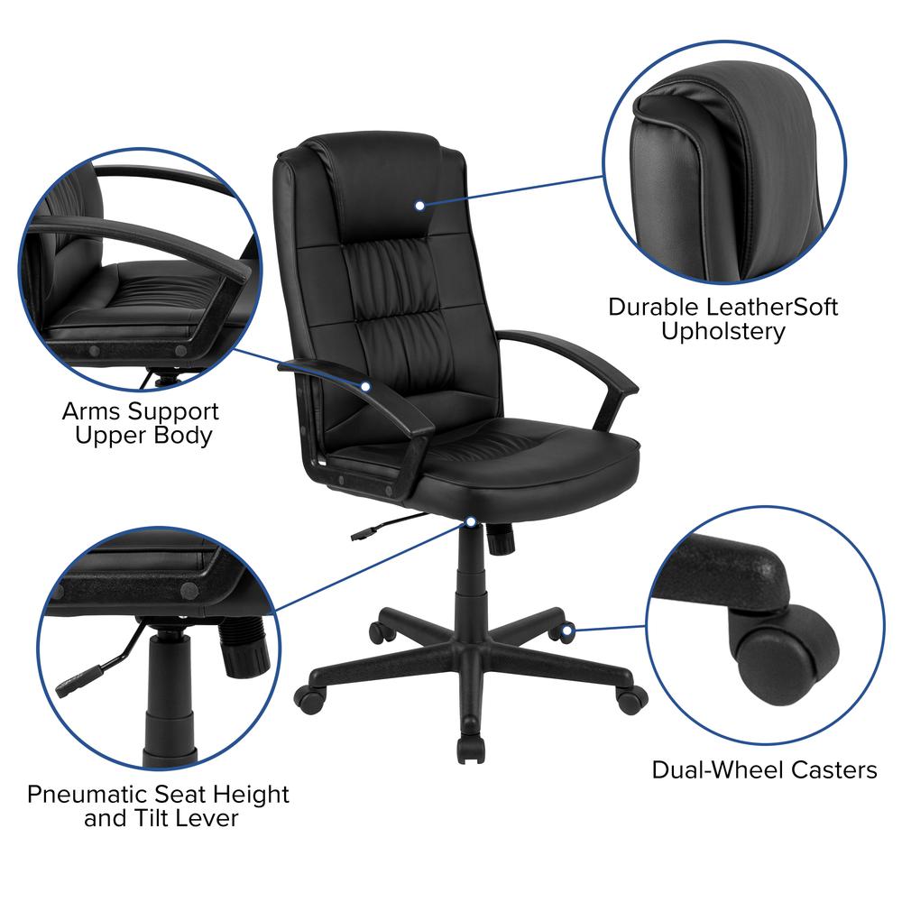 Flash Fundamentals High Back Black Task Office Chair with Arms. Picture 2