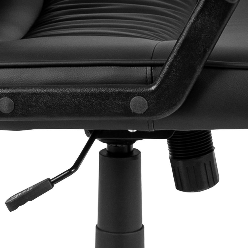 Flash Fundamentals High Back Black LeatherSoft-Padded Task Office Chair with Arms, BIFMA Certified. Picture 7