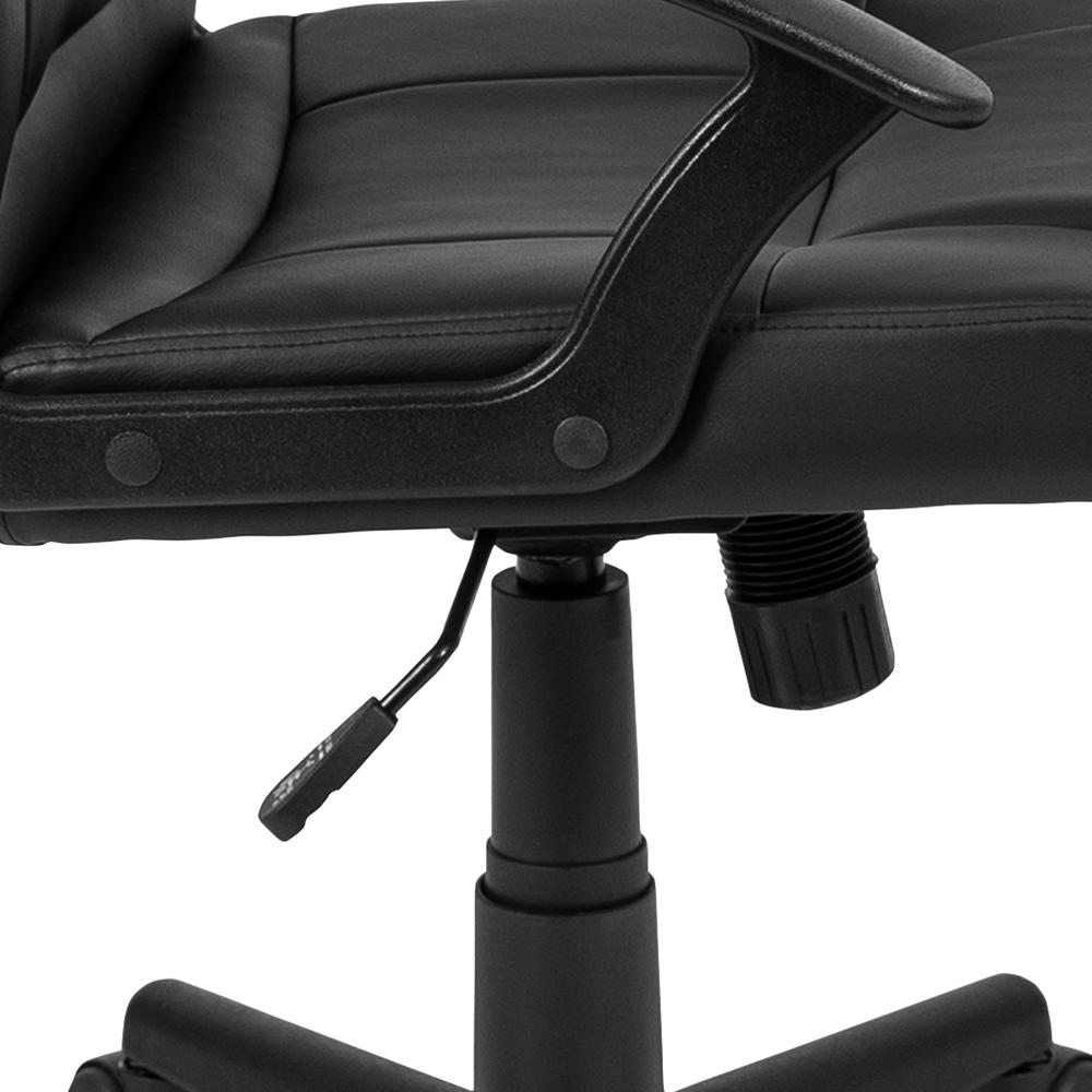 Flash Fundamentals Mid-Back Black LeatherSoft-Padded Task Office Chair with Arms, BIFMA Certified. Picture 7