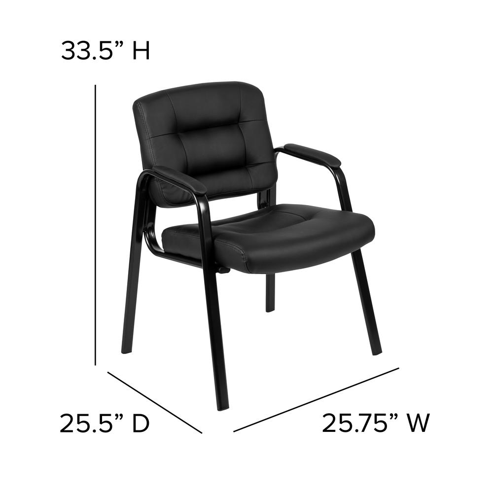 Flash Fundamentals Black LeatherSoft Executive Reception Chair with Black Metal Frame, BIFMA Certified. Picture 2