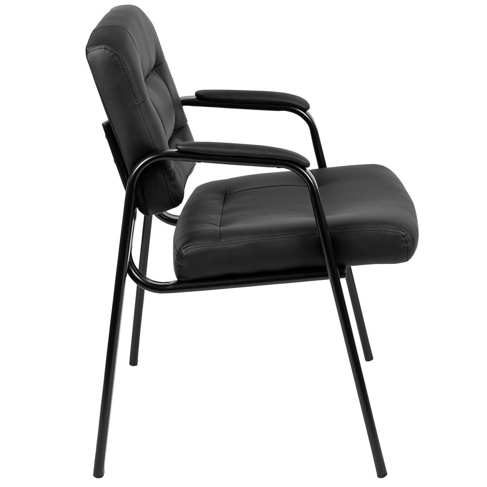Flash Fundamentals Black LeatherSoft Executive Reception Chair with Black Metal Frame, BIFMA Certified. Picture 3
