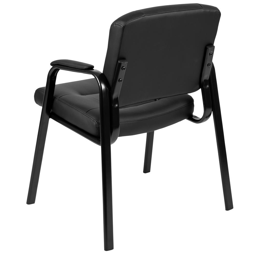 Flash Fundamentals Black LeatherSoft Executive Reception Chair with Black Metal Frame, BIFMA Certified. Picture 4