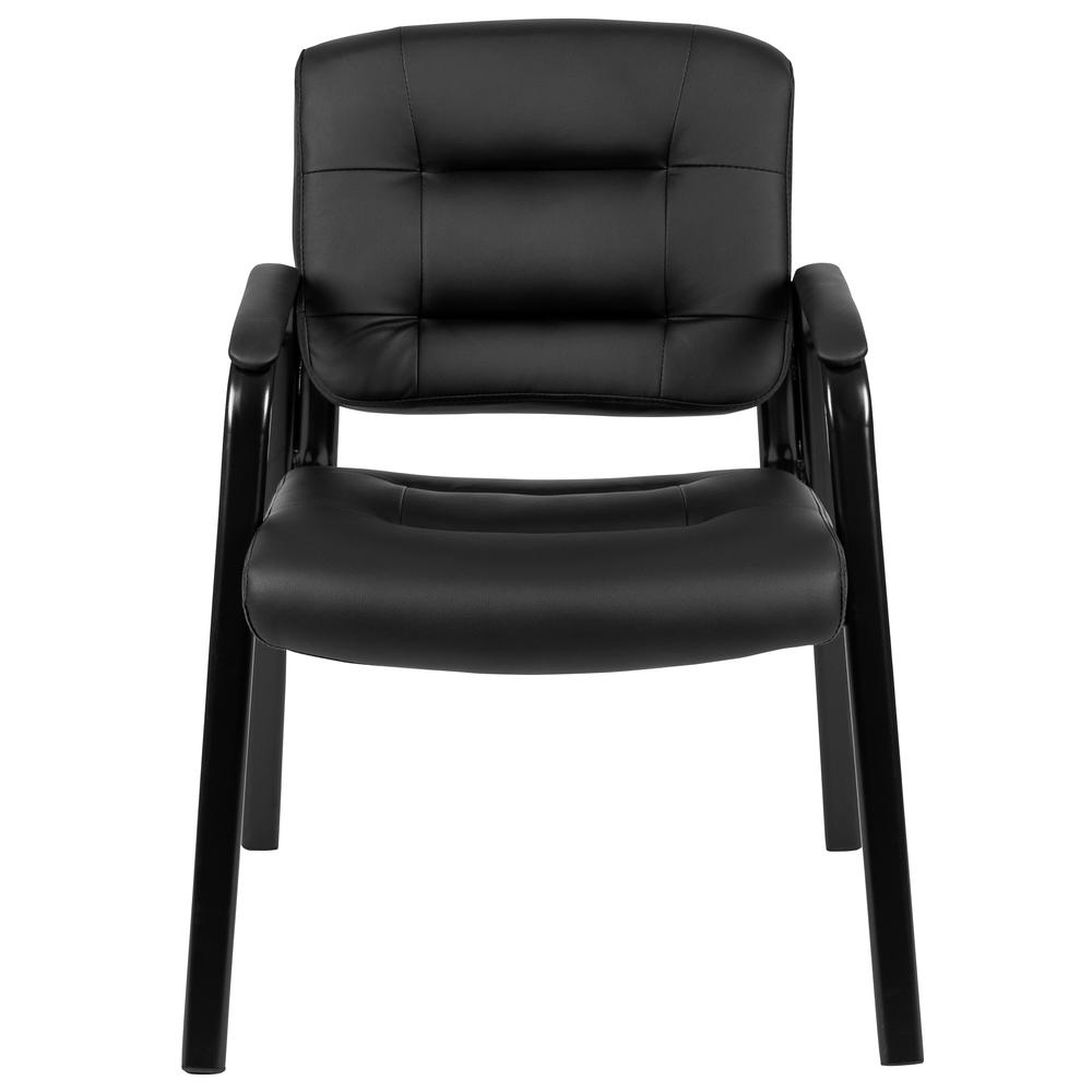 Flash Fundamentals Black LeatherSoft Executive Reception Chair with Black Metal Frame, BIFMA Certified. Picture 5