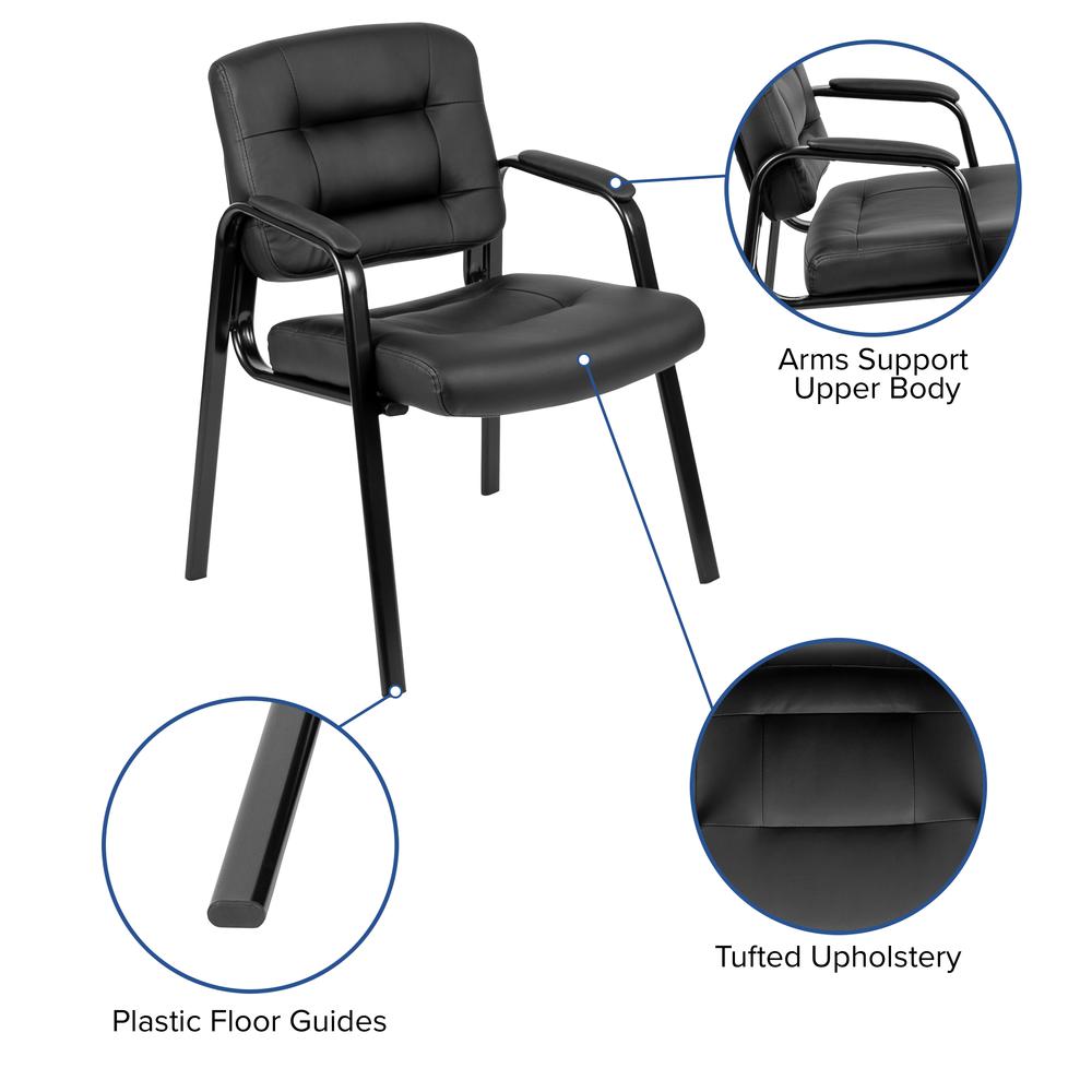 Flash Fundamentals Black LeatherSoft Executive Reception Chair with Black Metal Frame, BIFMA Certified. Picture 6
