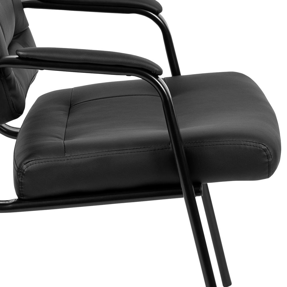 Flash Fundamentals Black LeatherSoft Executive Reception Chair with Black Metal Frame, BIFMA Certified. Picture 7