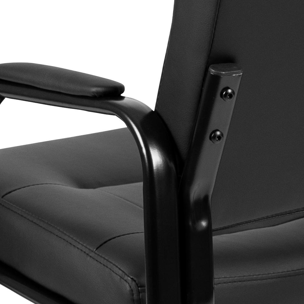 Flash Fundamentals Black LeatherSoft Executive Reception Chair with Black Metal Frame, BIFMA Certified. Picture 8