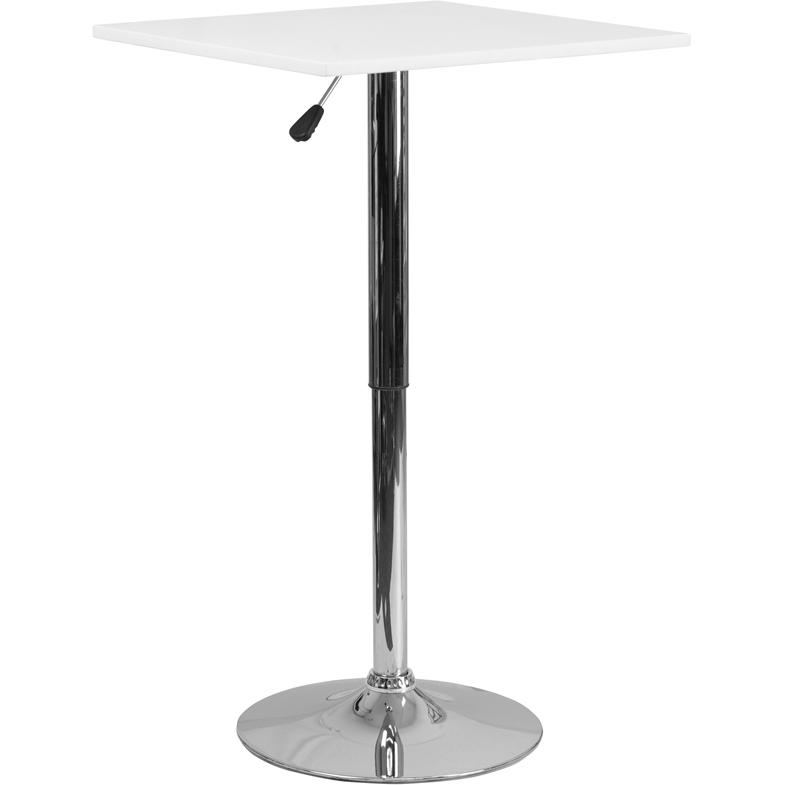 23.75'' Square Adjustable Height White Wood Table (Adjustable Range 33'' - 40.5''). Picture 1
