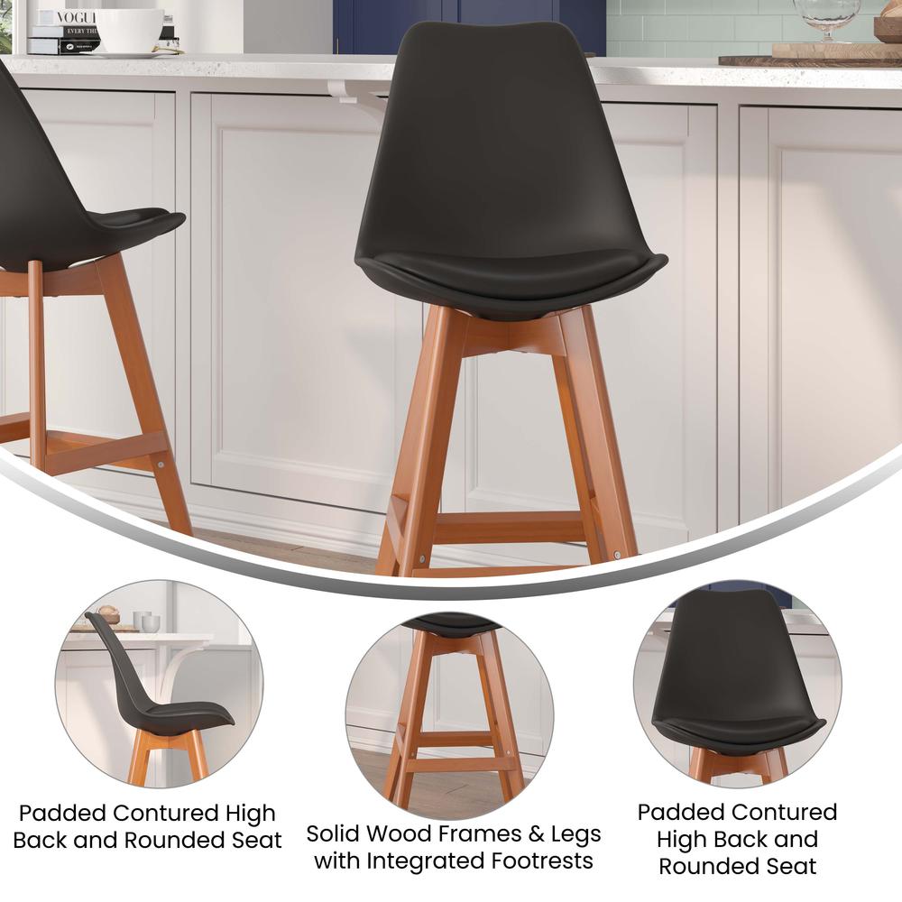 Set of 2 Counter Stools - 27 Inch Counter Stools - Wood Frame. Picture 5