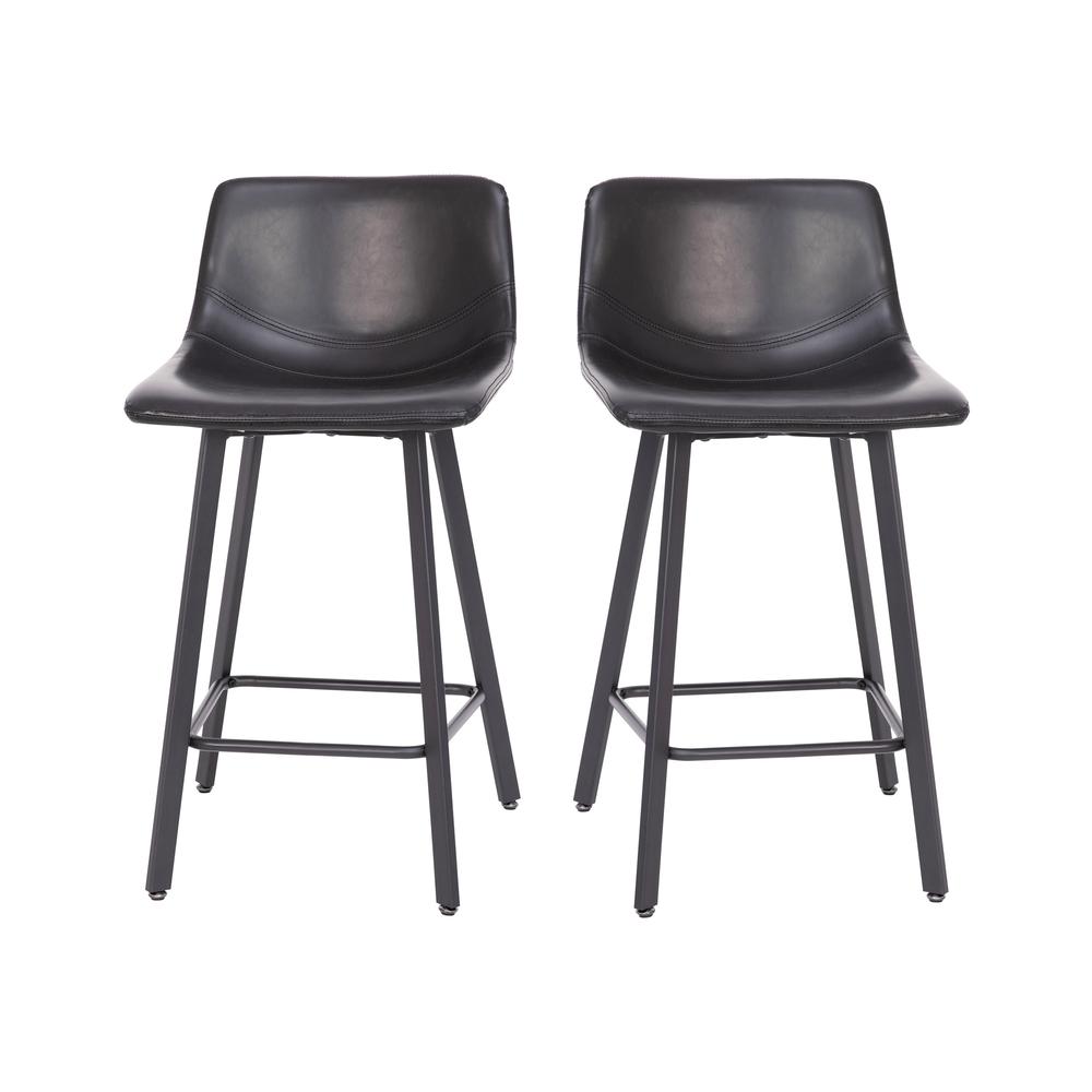 Armless 24 Inch Counter Height Stools with Footrests in Black, Set of 2. Picture 3