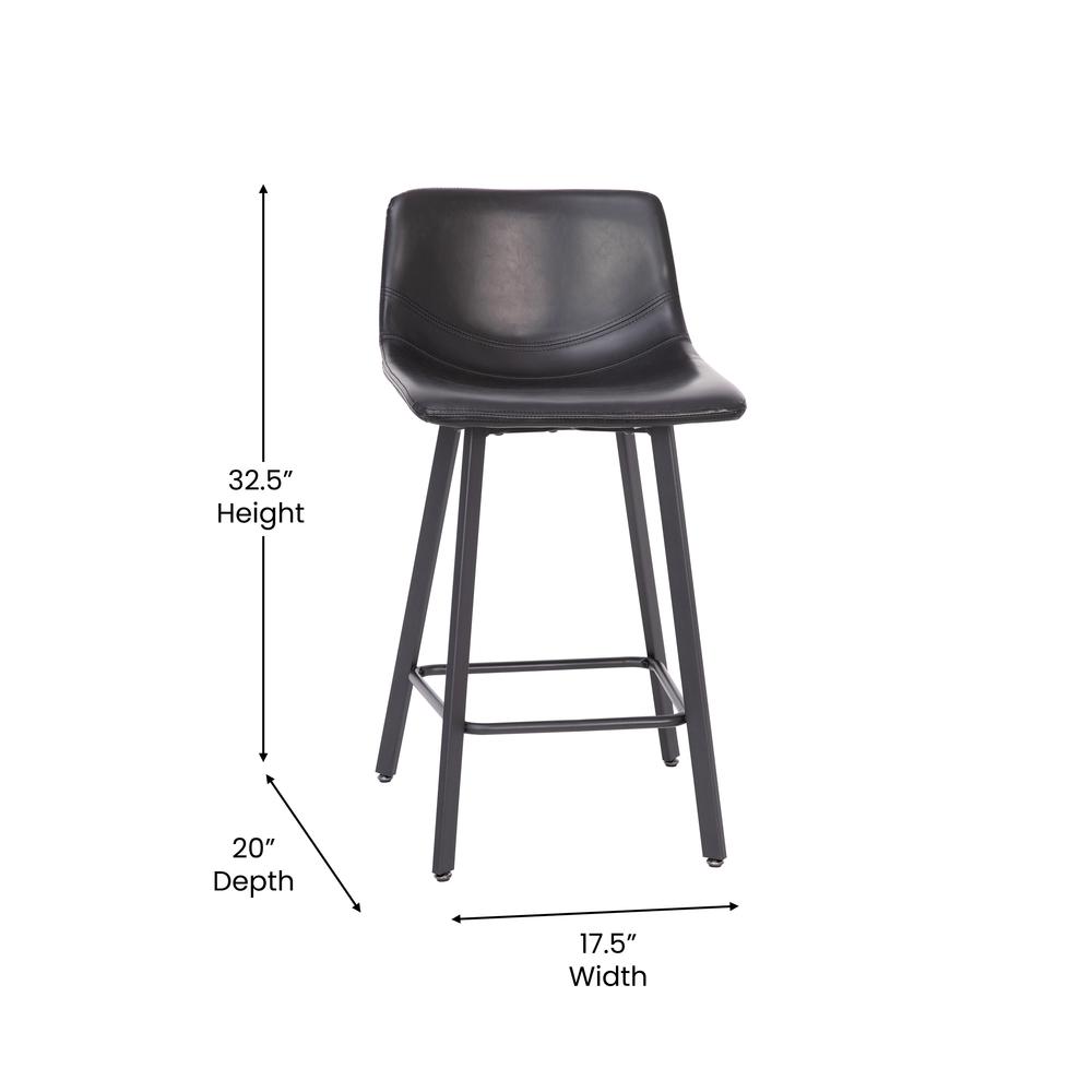 Armless 24 Inch Counter Height Stools with Footrests in Black, Set of 2. Picture 6