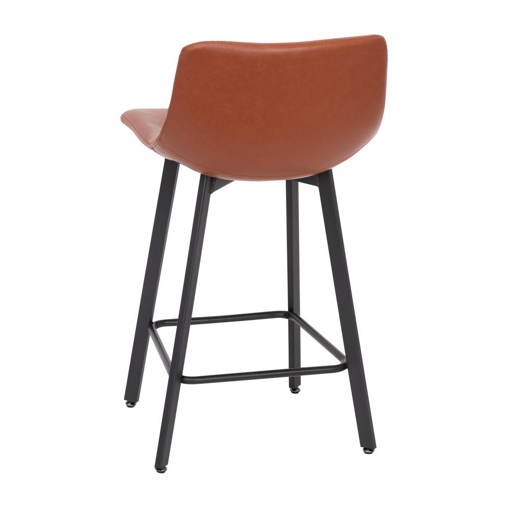 Armless 24 Inch Counter Height Stools with Footrests in Cognac, Set of 2. Picture 9
