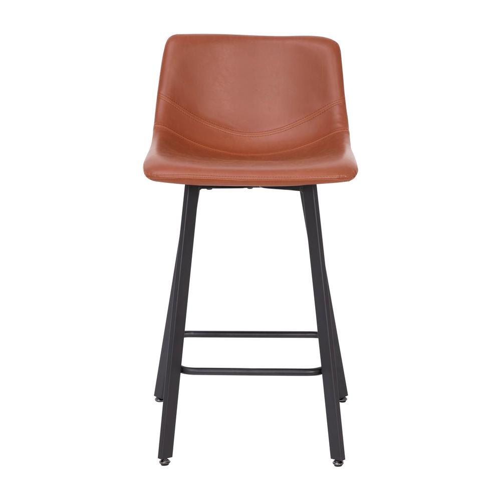Armless 24 Inch Counter Height Stools with Footrests in Cognac, Set of 2. Picture 12