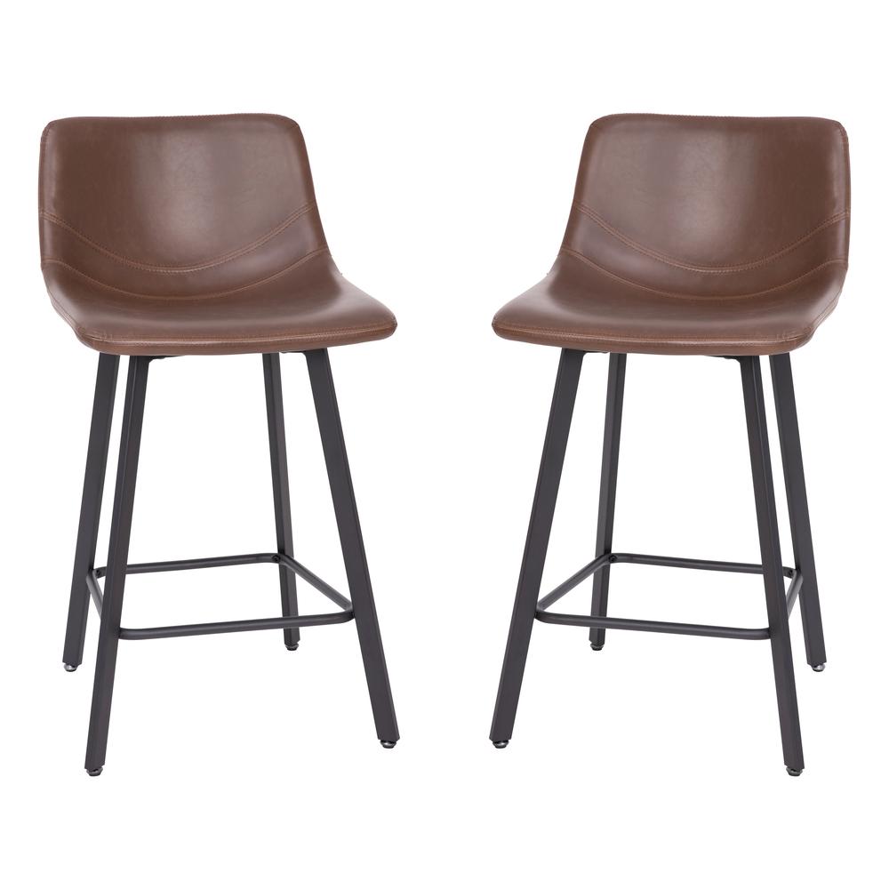 Armless 24 Inch Counter Height Stools w/Footrests in Chocolate Brown, Set of 2. Picture 3