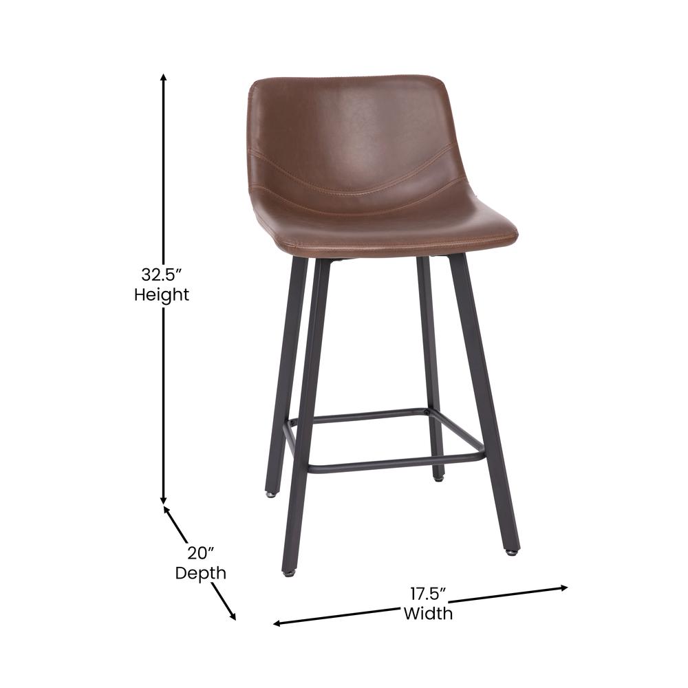 Armless 24 Inch Counter Height Stools w/Footrests in Chocolate Brown, Set of 2. Picture 5