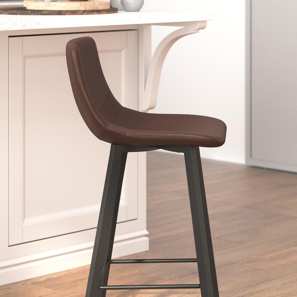 Armless 24 Inch Counter Height Stools w/Footrests in Chocolate Brown, Set of 2. Picture 6