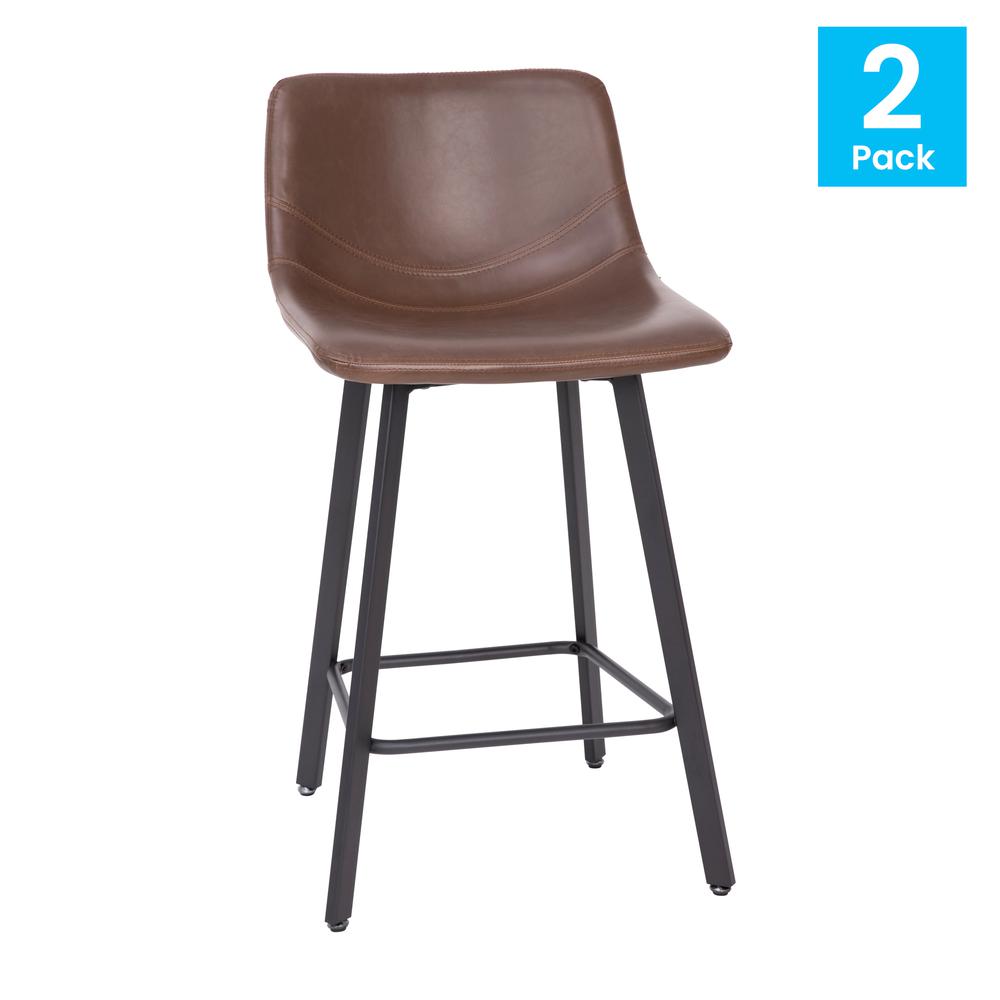Armless 24 Inch Counter Height Stools w/Footrests in Chocolate Brown, Set of 2. Picture 2