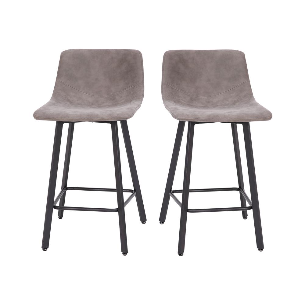 Armless 24 Inch Counter Height Stools with Footrests in Gray, Set of 2. Picture 3