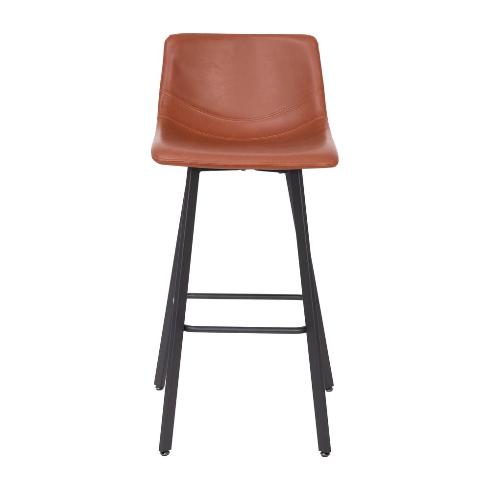 Armless 30 Inch Bar Height Barstools with Footrests in Cognac, Set of 2. Picture 12