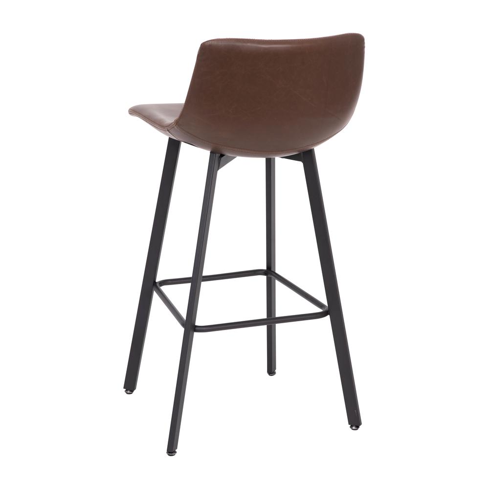Armless 30 Inch Bar Height Barstools with Footrests in Chocolate Brown, Set of 2. Picture 9