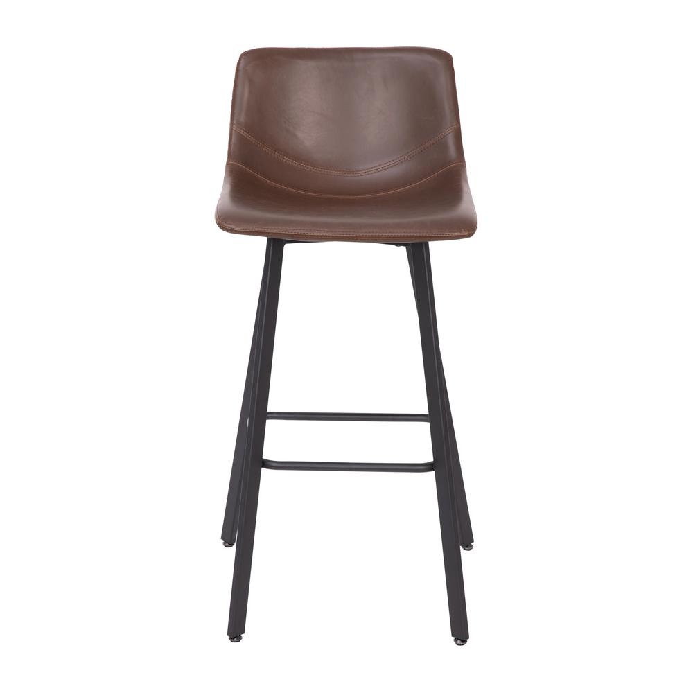 Armless 30 Inch Bar Height Barstools with Footrests in Chocolate Brown, Set of 2. Picture 12