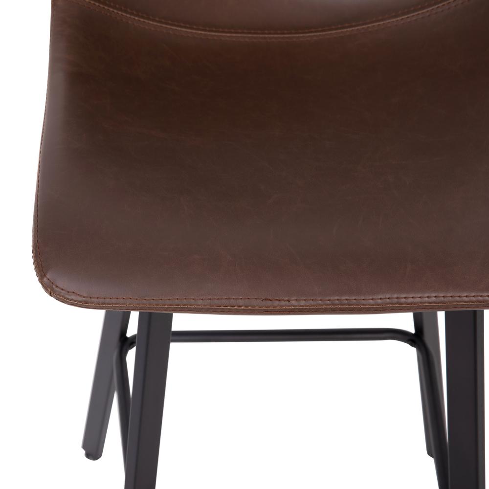 Armless 30 Inch Bar Height Barstools with Footrests in Chocolate Brown, Set of 2. Picture 10