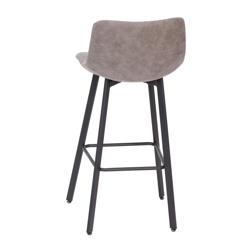 Armless 30 Inch Bar Height Barstools with Footrests in Gray, Set of 2. Picture 8