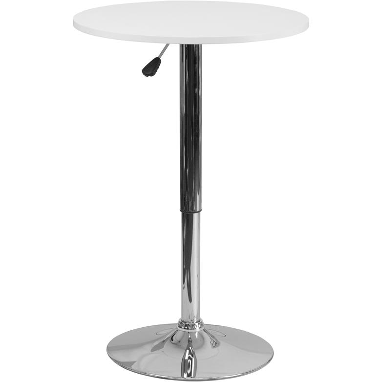 23.75'' Round Adjustable Height White Wood Table (Adjustable Range 26.25'' - 35.75''). Picture 1