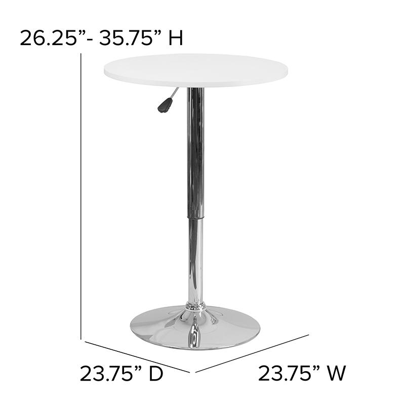 23.75'' Round Adjustable Height White Wood Table (Adjustable Range 26.25'' - 35.75''). Picture 2