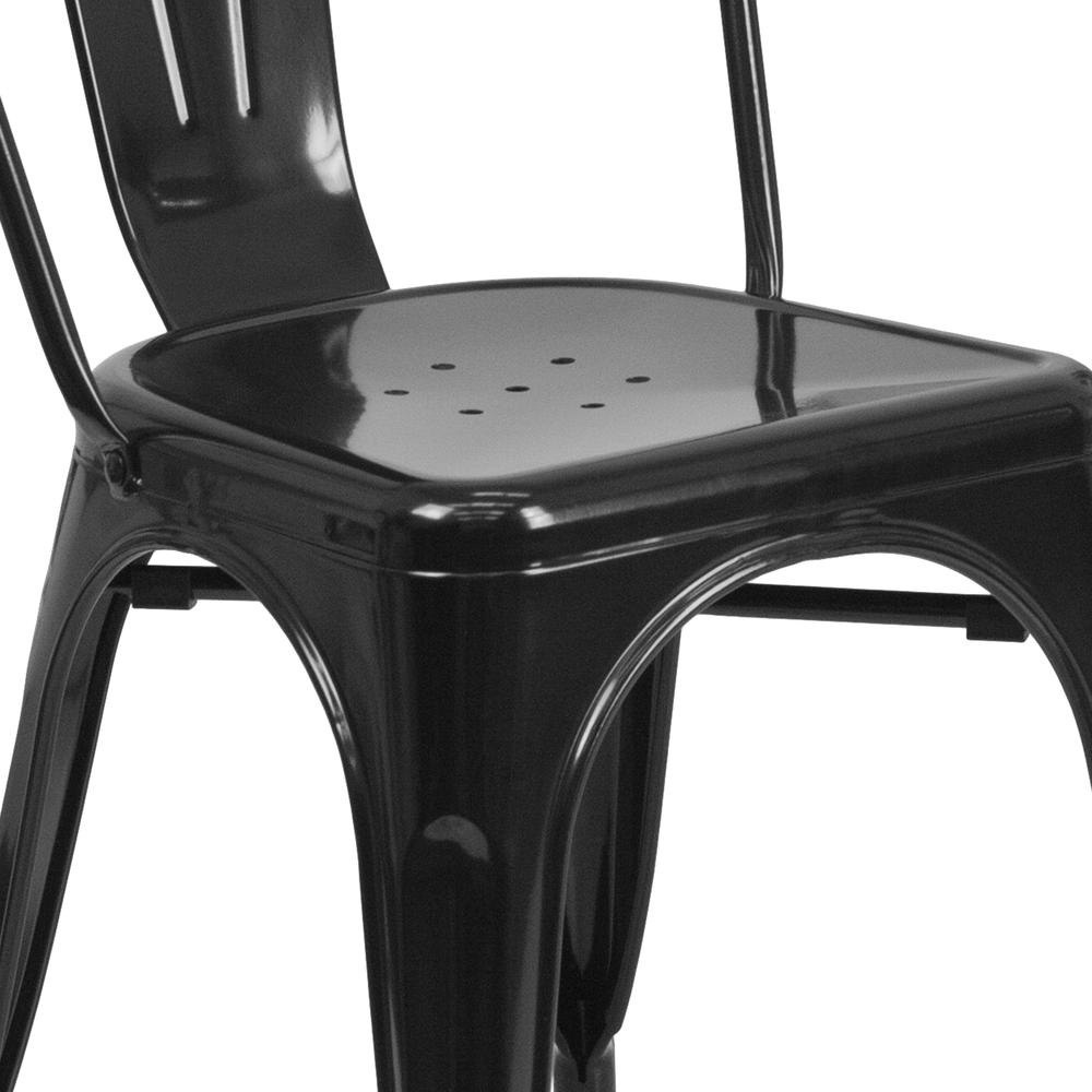 Commercial Grade Black Metal Indoor-Outdoor Stackable Chair. Picture 7