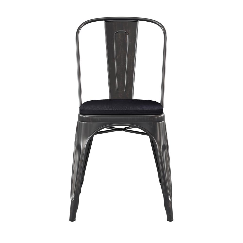 Black-Antique Gold Metal Indoor-Stackable Chair with Black Poly Resin Wood Seat. Picture 11
