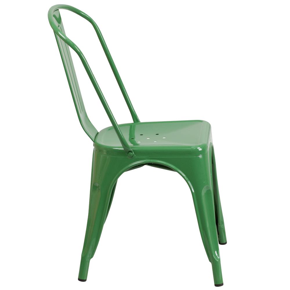 Commercial Grade Green Metal Indoor-Outdoor Stackable Chair. Picture 3