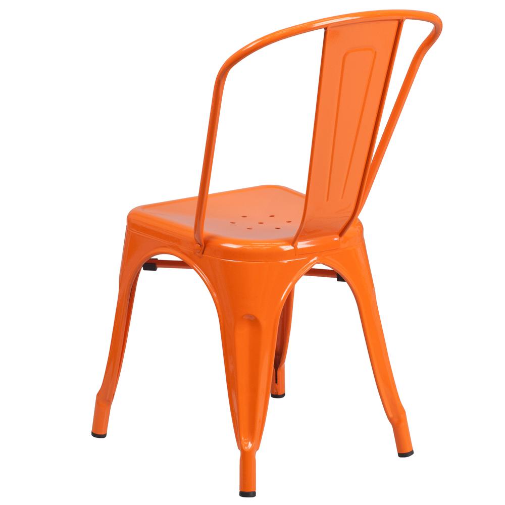 Commercial Grade Orange Metal Indoor-Outdoor Stackable Chair. Picture 4