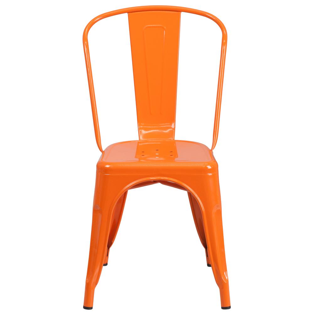 Commercial Grade Orange Metal Indoor-Outdoor Stackable Chair. Picture 5