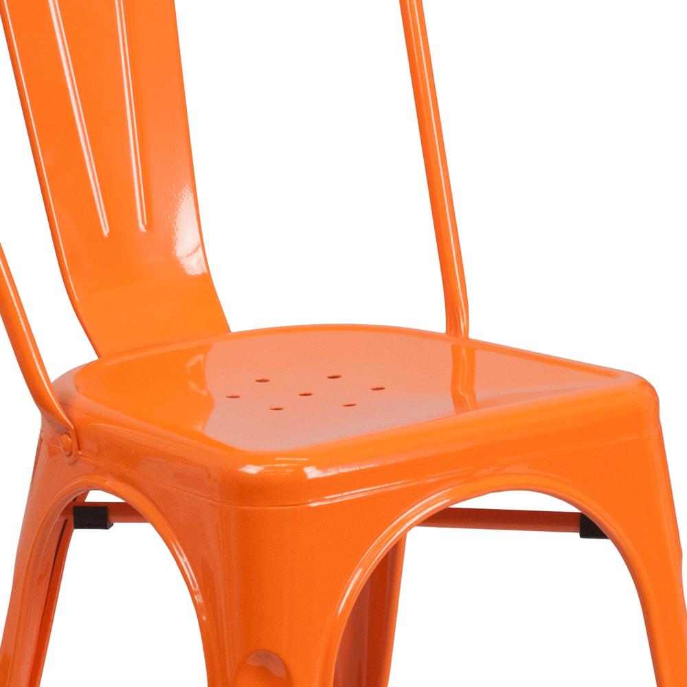 Commercial Grade Orange Metal Indoor-Outdoor Stackable Chair. Picture 7