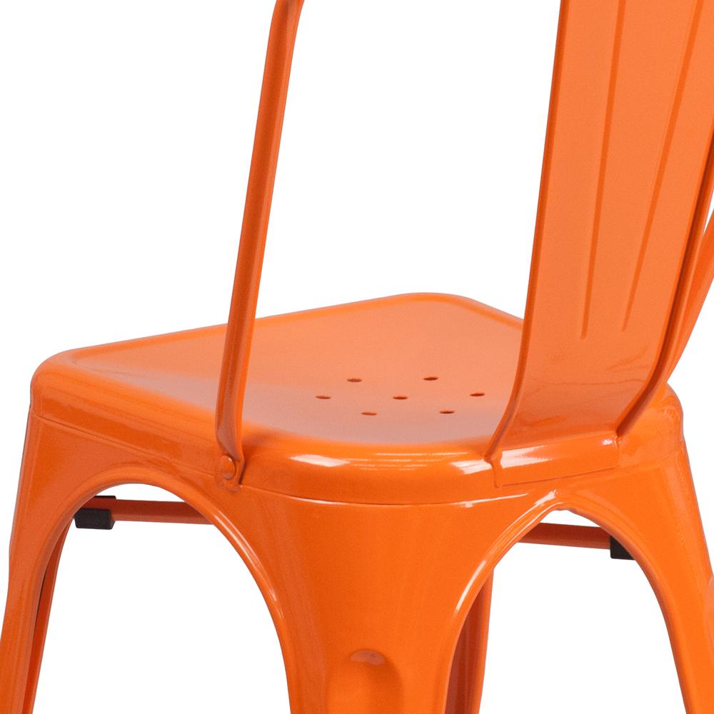 Commercial Grade Orange Metal Indoor-Outdoor Stackable Chair. Picture 8