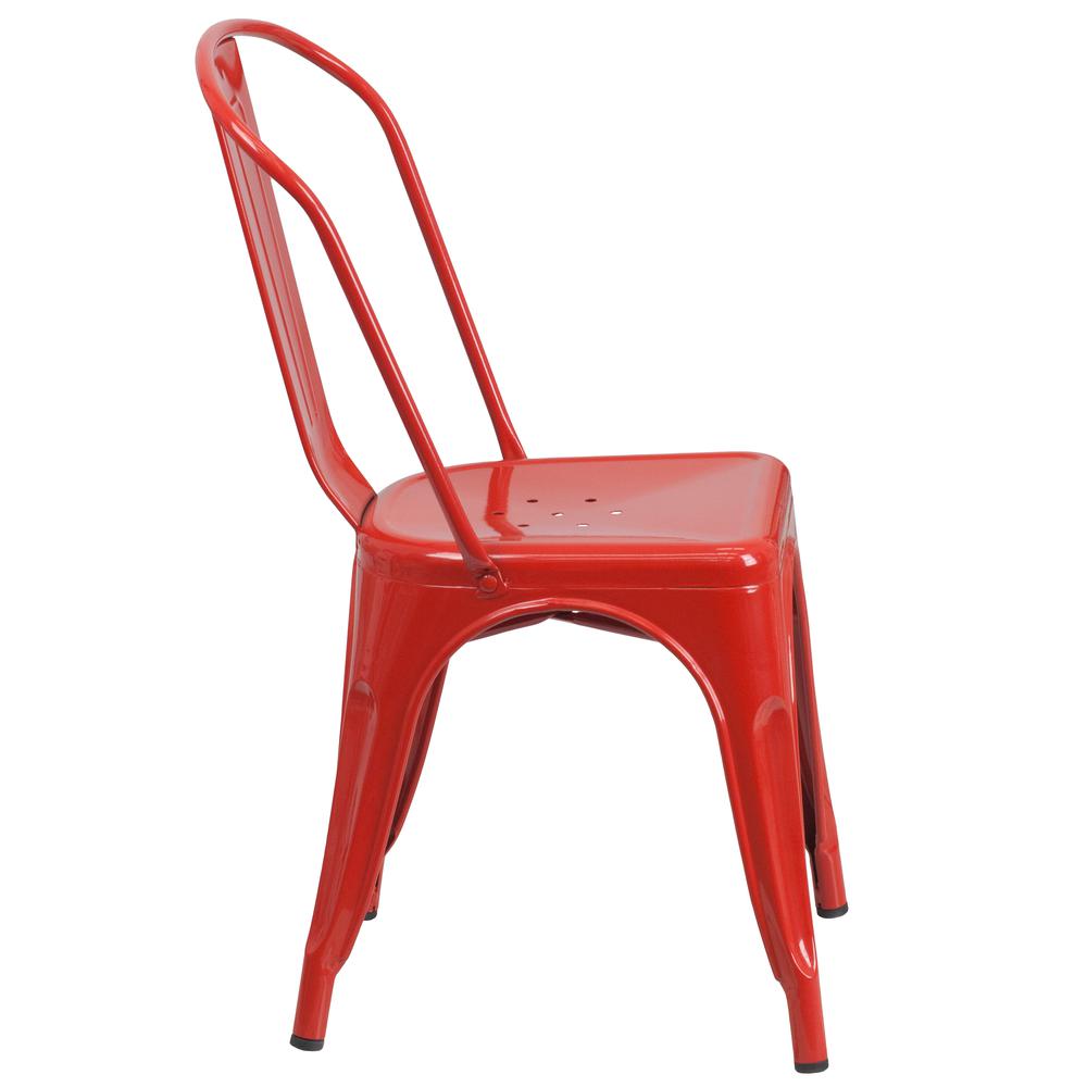 Commercial Grade Red Metal Indoor-Outdoor Stackable Chair. Picture 3