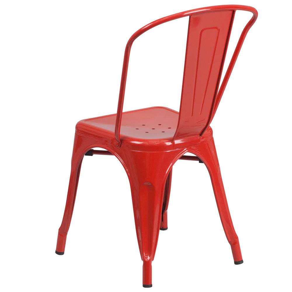 Commercial Grade Red Metal Indoor-Outdoor Stackable Chair. Picture 4