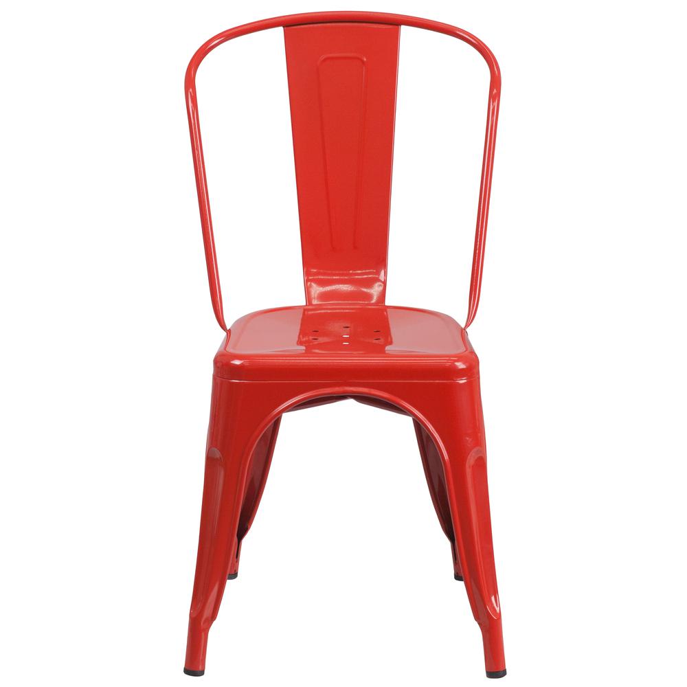 Commercial Grade Red Metal Indoor-Outdoor Stackable Chair. Picture 5