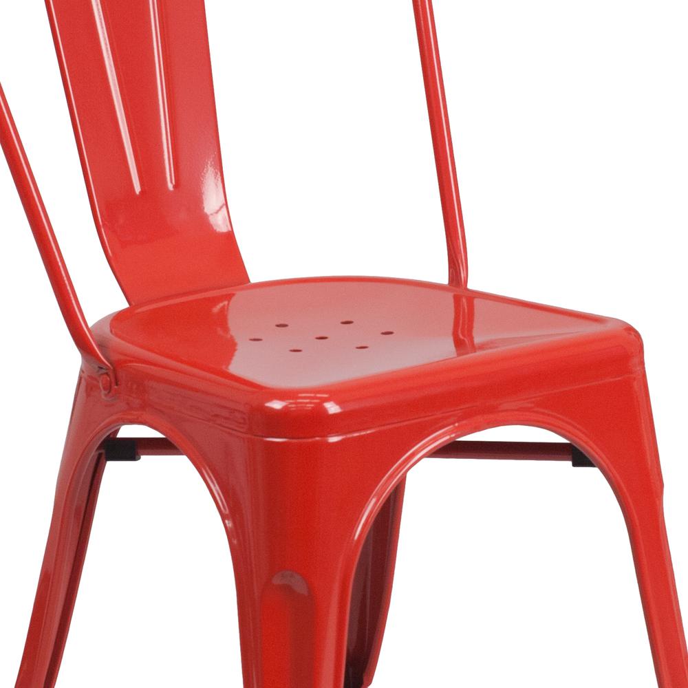 Commercial Grade Red Metal Indoor-Outdoor Stackable Chair. Picture 7