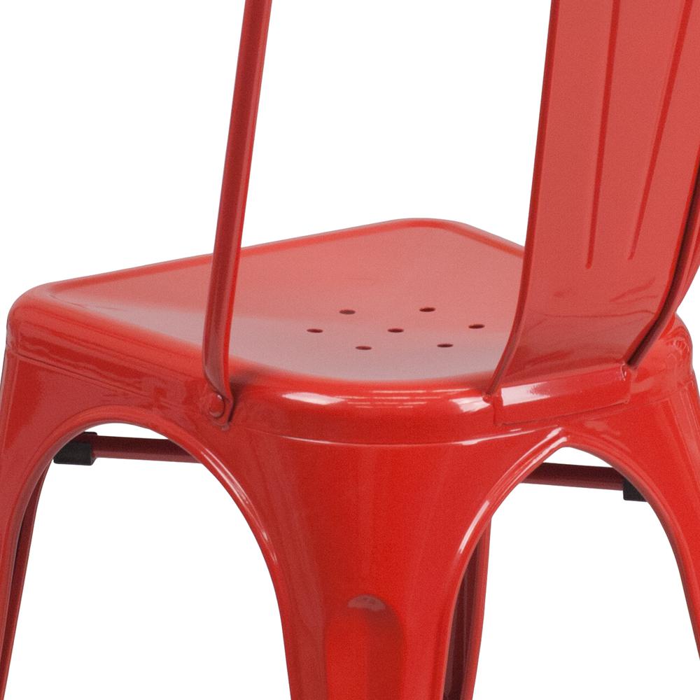 Commercial Grade Red Metal Indoor-Outdoor Stackable Chair. Picture 8