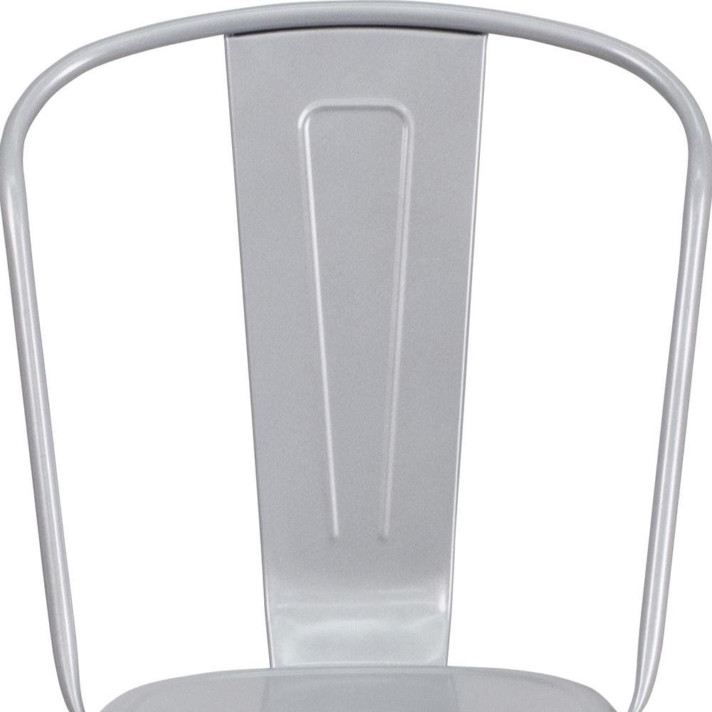 Commercial Grade Silver Metal Indoor-Outdoor Stackable Chair. Picture 11