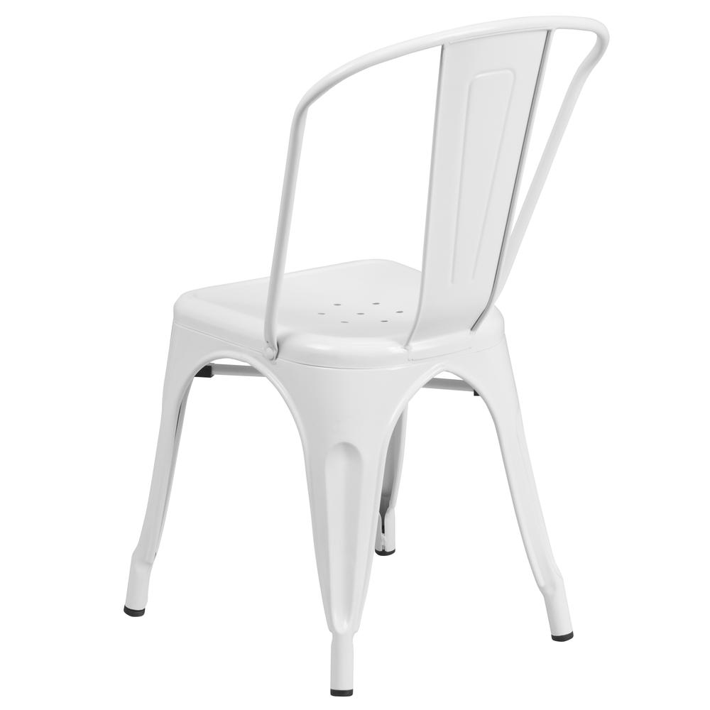 Commercial Grade White Metal Indoor-Outdoor Stackable Chair. Picture 4