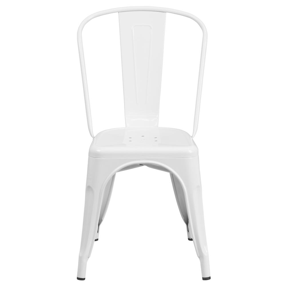 Commercial Grade White Metal Indoor-Outdoor Stackable Chair. Picture 5